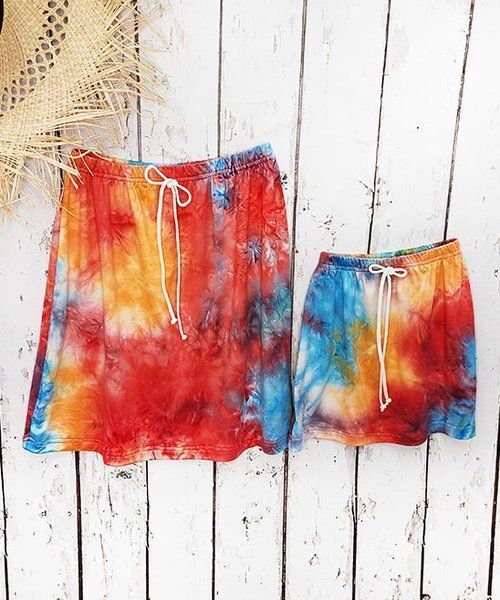 $59 Beary Basics Retro Orange &amp; Blue Tie-Dye Skirt Multi Tie Dye 6 NWOT - $16.53