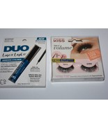 Kiss True Volume Lashes Natural Plump KTVL04 + Duo Line It Lash It Metal... - $13.29