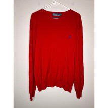 1990s Polo Ralph Lauren Bright Red Thin Soft Pima Old Money Crewneck Swe... - $32.00