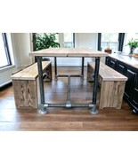Rustic Dining Table | Industrial Dining Bench Set | Reclaimed Wood Dinin... - $12,382.27 MXN