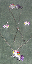 Rhinestone Unicorn Charm Bracelets. Necklace, Ear Rings Set Silver Fashion Adj. - £9.52 GBP