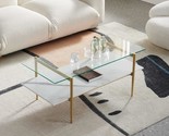 Agv 202206 Tadio Glass Coffee Table, Double Layer Glass Coffee Table For... - $315.99