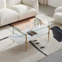 Agv 202206 Tadio Glass Coffee Table, Double Layer Glass Coffee Table For Living  - £247.64 GBP