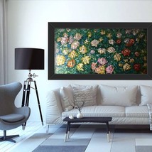 Large original oil painting,Monet inspired,bed of chrysanthemums wall art,impast - £199.83 GBP