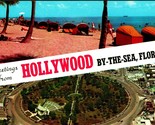 Dual View Banner Greetings From Hollywood By the Sea Florida FL Chrome P... - $3.91