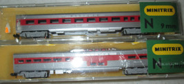 (3) N Gauge Minitrix Santa Fe Passenger Cars (See Description) In Plastic Cases - £49.50 GBP