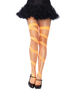 Leg Avenue Women&#39;s Swirl Diamond Fishnet Thigh Highs, Neon Orange, One Size - $54.36 CAD