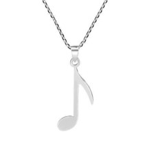 Inspirational Sound Musical Note .925 Sterling Silver Pendant Necklace - £14.28 GBP