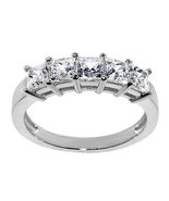 14k White Gold 1.1ct Princess 5-Stone Diamonette CZ Ring Size 6.5 - $223.00