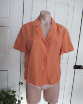 Rachel Zoe top blouse button up notched  collar XS sandstone orange shor... - £18.61 GBP