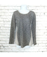 AB Studio Sweater Womens Medium Gray Knit Long Sleeve Lightweight Boho P... - $17.99