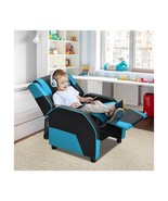 Youth Kids Gaming Sofa Recliner w/ Headrest &amp; Footrest Blue and Black Color - $194.06
