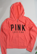 Victoria&#39;s Secret Pink Hoodie Hooded Sweatshirt Large Love Coral Zip NWT... - $49.95