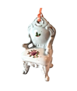 Porcelain Victorian Chair Christmas Ornament Floral Made in Japan 3.25 Inch - £12.63 GBP