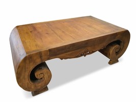 Coffee Table Solid Wood Vintage Antique Living Room Real Teak Natural - $1,430.83