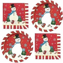 Christmas Snowman Paper Plates And Napkins Service For 36 - £13.42 GBP
