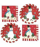 Christmas Snowman Paper Plates And Napkins Service For 36 - £12.68 GBP