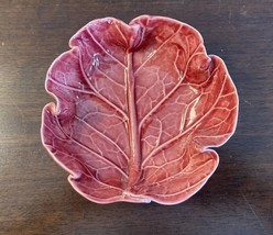 Jan Pugh Packer Creek Pottery Ohio Red Purple Cabbage Leaf Pattern Small Bowl - $16.83