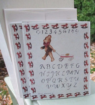 8 Blank Quilt Cards Jerri Hanson Folk Bear Stencil Print Alphabet Numbers NEW - £15.17 GBP
