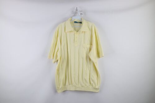 Primary image for Vintage 90s Streetwear Mens XL Striped Mesh Collared Pullover Polo Shirt Yellow
