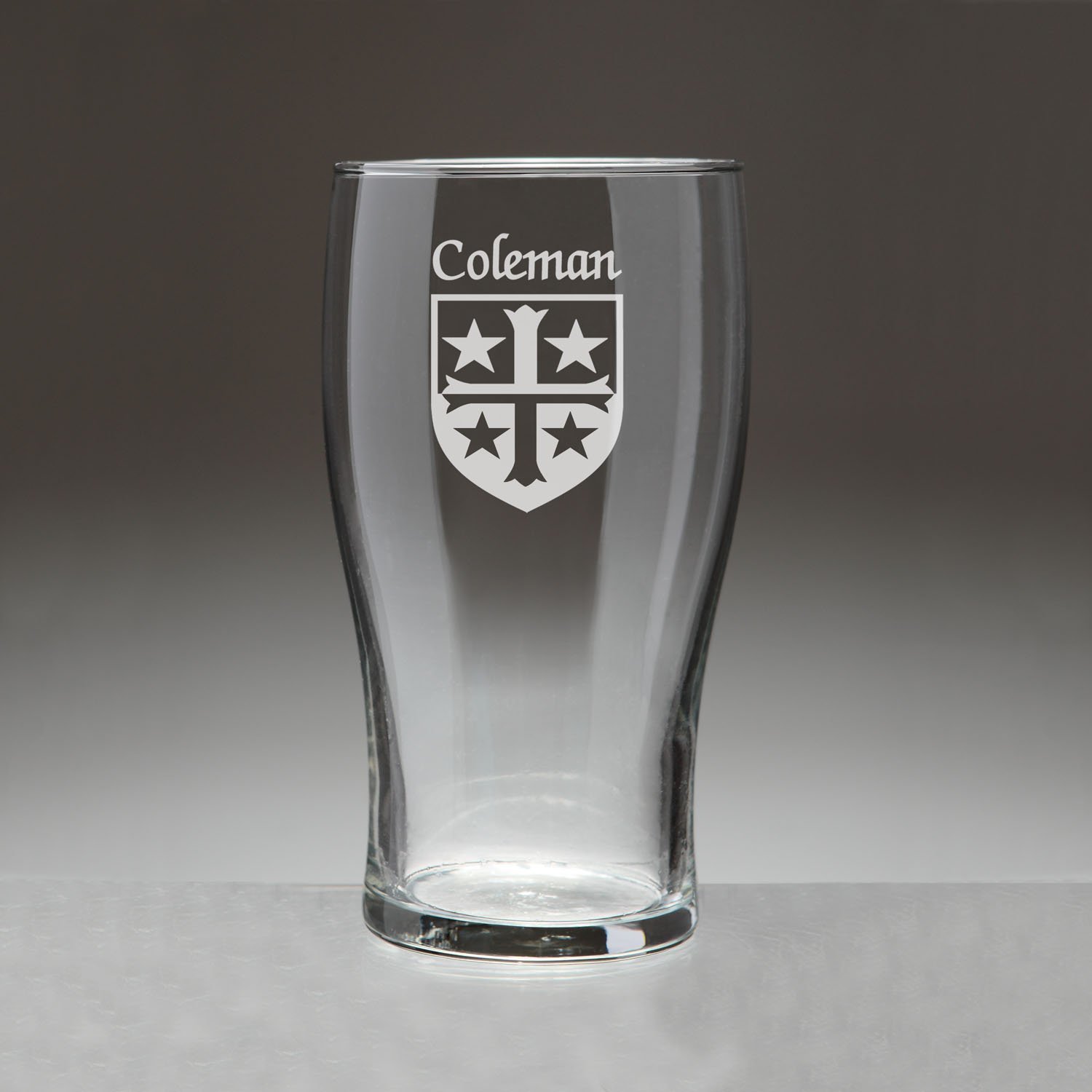 Coleman Irish Coat of Arms Tavern Glasses - Set of 4 (Sand Etched) - $67.32