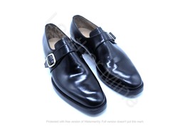 Handmade Men&#39;s Black Leather Monk Strap Formal Shoes For Men - $132.69