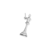 Oxidized Sterling Silver 3D King Chess Piece Charm for Bracelet or Necklace - £20.37 GBP