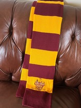 Yellow &amp; Burgundy Striped Harry Potter Festival Embroidered Knit Winter Scarf –  - £10.22 GBP