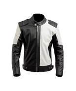 Handmade White Men&#39;s Stylish Lambskin Leather  Genuine Biker Jacket  Mot... - $117.11+