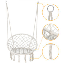 Hammock Chair Bohemian Style Cotton Rope Mesh Swing For Indoor Outdoor Garden - £59.83 GBP