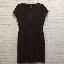 Spense Womens Sweater Dress Brown Stretch Scoop Neck Cap Sleeve Knit Zip 10 - £4.95 GBP