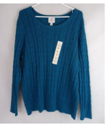 NWT St. John&#39;s Bay Women&#39;s Teal Cable Knit Sweater Size 2XL - $19.79