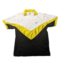 Vintage 90&#39;s Nike White Black Gold Collared Satin Jersey Size X-Large V-... - £25.29 GBP