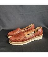 Linea Diamante Huarache Brown Espadrill Leather Woven Shoes Slip On sz 1... - $632.40 MXN