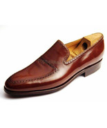 Handmade Men's Leather Brown Stylish Dress Moccasin Loafers & Slip Ons shoes-789 - $208.99