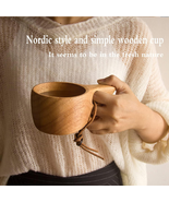 Wooden Cup Camping Cup Nordic Style Handmade Natural, Portable Wood Mug ... - £12.26 GBP