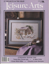 Country Love Sampler Folk Art Pillows Lace Linen Leisure Arts Magazine 06 1988 - $4.49