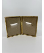 Vintage Hinged Double Picture Frame Gold Mid Century 4.5x3.5 Bifold Classic - $281.56 MXN