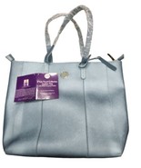 Joy Mangano Metallic Blue Leather Tote RFID Protection E*Lite Travel Col... - $545.68 MXN