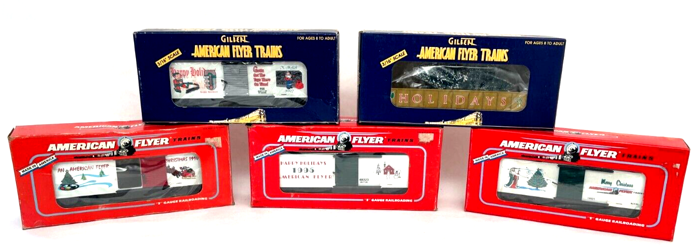 American Flyer Christmas Boxcars Train Lot of 5 1994 1995 1996 1997 1998 S Gauge - $118.79