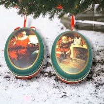 Lot of 2 Vintage 1990 Coca-Cola Collection Metal Tin Santa Claus Ornament - $5.64