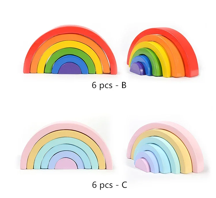 Montessori Educational Children Toy Baby Toys Creative Rainbow Stacker Rainbow - £32.11 GBP+