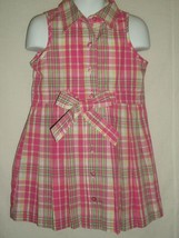 Kid Zone Pink Plaid Pleated Sleeveless Sun Summer Dress Sundress Girls Size 4T - £15.79 GBP