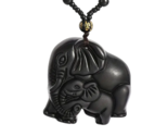 Black Stone Elephant Pendant Necklace - New - £15.89 GBP