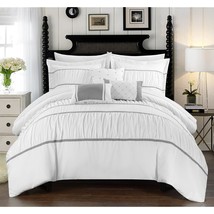 Chic Home Cheryl 10 Piece Comforter Complete Bag Pleated Ruched Ruffled Bedding  - £117.15 GBP