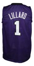 Damian Lillard #1 Custom College Basketball Jersey New Sewn Purple Any Size image 2