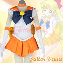 Sailor Venus Orange Cosplay Costume Uniform Dress Sailor Moon Customized Size - £40.88 GBP