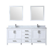 Jacques 80&quot; Double Vanity White, White Carrera Marble Top,Sinks and 30&quot; Mirrors - £1,746.97 GBP