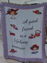 Rug barn fringe 100% cotton throw Goof Friends lifetime treasure red hat... - $55.99