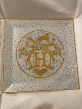 Hermes Mosaique au 24 Plato Cuadrado 23CM Oro Porcelana Vajilla - £384.98 GBP